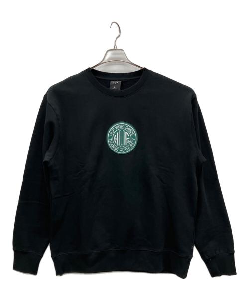 HUF（ハフ）HUF (ハフ) TRANSIT AUTHORITY CREWNECK ブラック サイズ:XLの古着・服飾アイテム