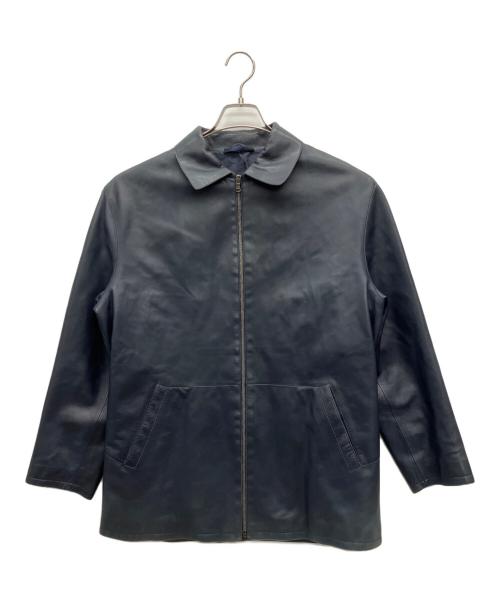 HUGO BOSS（ヒューゴ ボス）HUGO BOSS (ヒューゴ ボス) レザージャケット ネイビー サイズ:-の古着・服飾アイテム