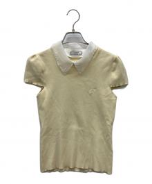 P.J.redoute×CELFORD（ピエール・ジョセフ・ルドゥーテ×セルフォード）の古着「エンブロイダリ―襟付ニット」｜イエロー