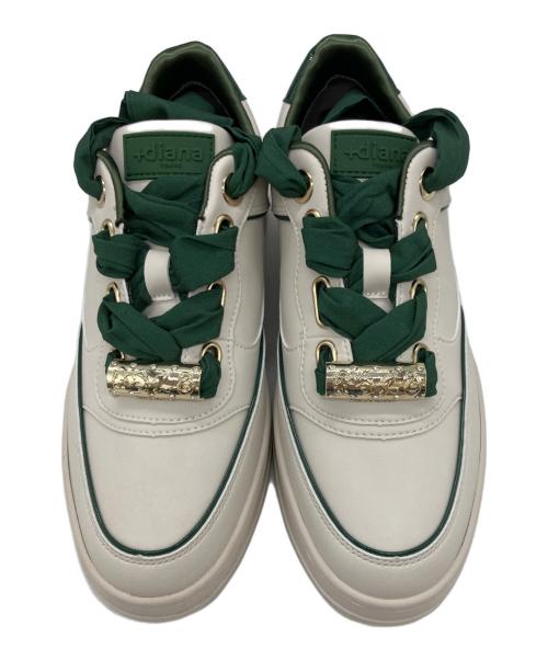 HARRY POTTER（ハリーポッター）HARRY POTTER (ハリーポッター) +DIANA (プラスダイアナ) ローカットスニーカー ホワイト×グリーン サイズ:24㎝の古着・服飾アイテム