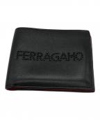 Salvatore Ferragamoサルヴァトーレ フェラガモ）の古着「マイクロスタッズロゴウォレット」｜ブラック×レッド