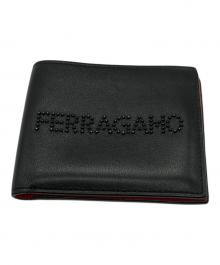 Salvatore Ferragamo（サルヴァトーレ フェラガモ）の古着「マイクロスタッズロゴウォレット」｜ブラック×レッド