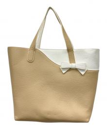 KITAMURA（キタムラ）の古着「リボントートバッグ」｜ベージュ×ホワイト