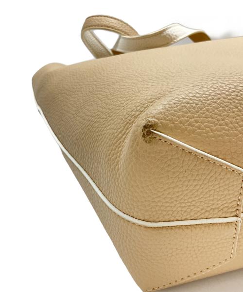 KITAMURA（キタムラ）KITAMURA (キタムラ) リボントートバッグ ベージュ×ホワイトの古着・服飾アイテム