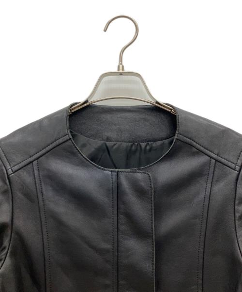 もりのがっこう（モリノガッコウ）もりのがっこう (モリノガッコウ) ラムレザーノーカラージャケットブルゾン ブラック サイズ:Mの古着・服飾アイテム