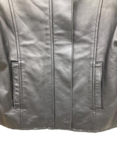 もりのがっこう（モリノガッコウ）もりのがっこう (モリノガッコウ) ラムレザーノーカラージャケットブルゾン ブラック サイズ:Mの古着・服飾アイテム