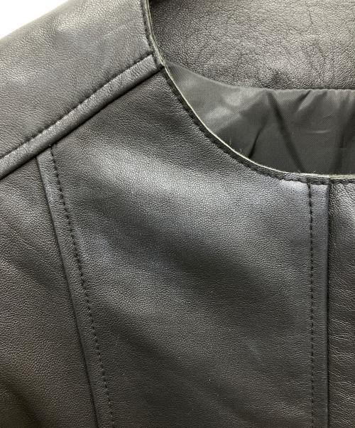 もりのがっこう（モリノガッコウ）もりのがっこう (モリノガッコウ) ラムレザーノーカラージャケットブルゾン ブラック サイズ:Mの古着・服飾アイテム