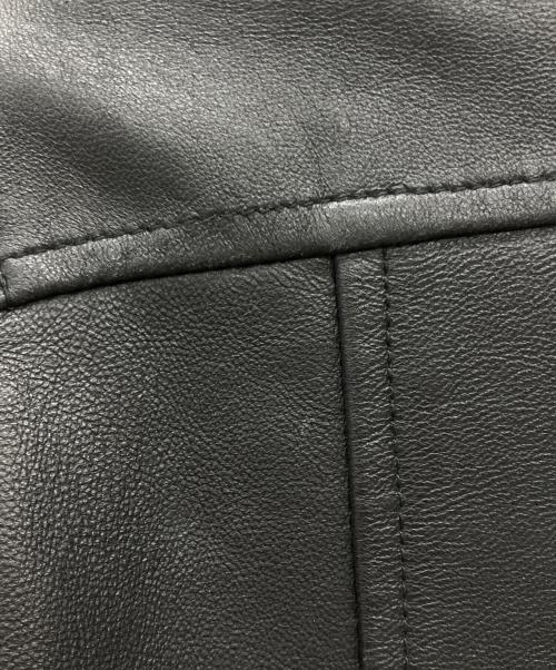 もりのがっこう（モリノガッコウ）もりのがっこう (モリノガッコウ) ラムレザーノーカラージャケットブルゾン ブラック サイズ:Mの古着・服飾アイテム