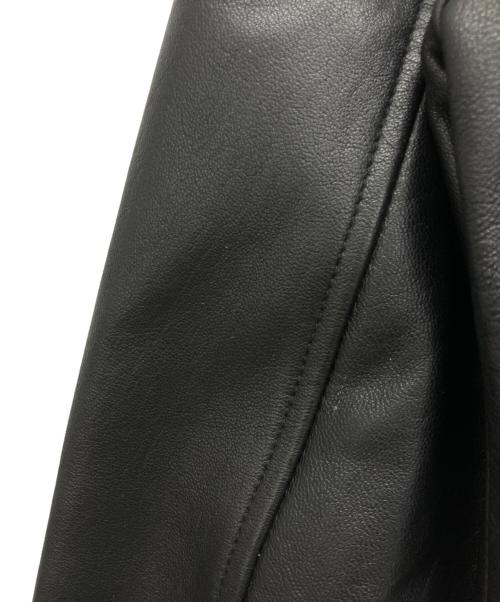 もりのがっこう（モリノガッコウ）もりのがっこう (モリノガッコウ) ラムレザーノーカラージャケットブルゾン ブラック サイズ:Mの古着・服飾アイテム