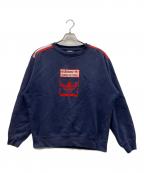 adidasアディダス）の古着「8~90sトレフォイルロゴスウェット」｜ネイビー