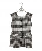 SEVEN TEN by MIHO KAWAHITOセブン テン バイ ミホ カワヒト）の古着「スクエアネックジレ」｜ブラック×ホワイト