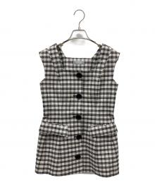 SEVEN TEN by MIHO KAWAHITO（セブン テン バイ ミホ カワヒト）の古着「スクエアネックジレ」｜ブラック×ホワイト