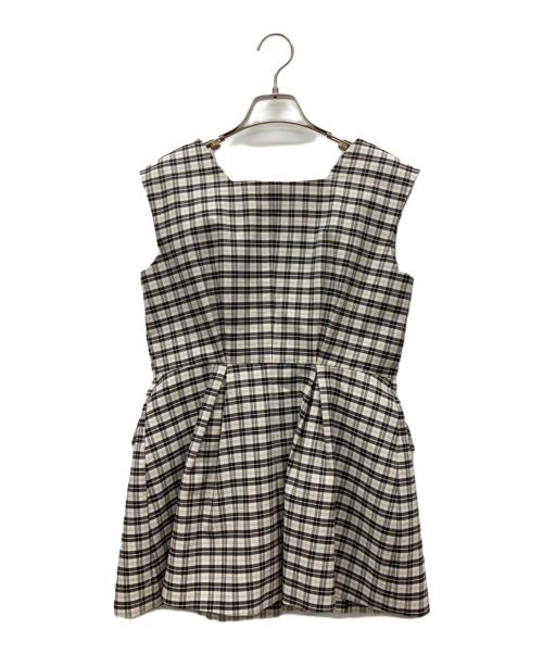 SEVEN TEN by MIHO KAWAHITO（セブン テン バイ ミホ カワヒト）SEVEN TEN by MIHO KAWAHITO (セブン テン バイ ミホ カワヒト) スクエアネックジレ ブラック×ホワイト サイズ:Sの古着・服飾アイテム