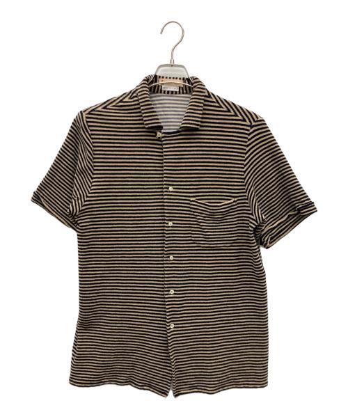 GUY ROVER（ギローバー）GUY ROVER (ギローバー) 半袖ポロシャツ ブラック×ブラウン サイズ:Lの古着・服飾アイテム