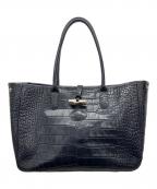 LONGCHAMPロンシャン）の古着「クロコ 型押し トートバッグ」｜ブラック