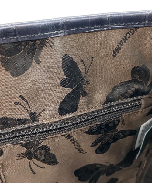 LONGCHAMP（ロンシャン）LONGCHAMP (ロンシャン) クロコ 型押し トートバッグ ブラックの古着・服飾アイテム