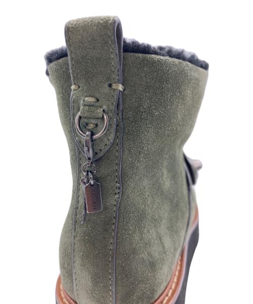 COACH（コーチ）COACH (コーチ) ムートン レースアップブーツ オリーブ サイズ:38.5の古着・服飾アイテム