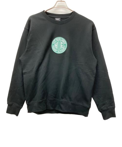 HUF（ハフ）HUF (ハフ) TRANSIT AUTHORITY CREWNECK ブラック サイズ:XLの古着・服飾アイテム