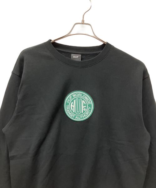 HUF（ハフ）HUF (ハフ) TRANSIT AUTHORITY CREWNECK ブラック サイズ:XLの古着・服飾アイテム