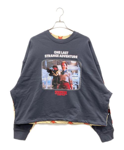 little sunny bite（リトルサニーバイト）little sunny bite (リトルサニーバイト) STRANGER THINGS (ストレンジャーシングス) スウェット グレー×イエロー サイズ:Mの古着・服飾アイテム