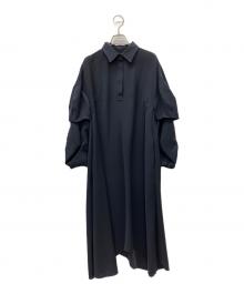 ENFOLD（エンフォルド）の古着「PEツイル フレア シャツドレス」｜ネイビー