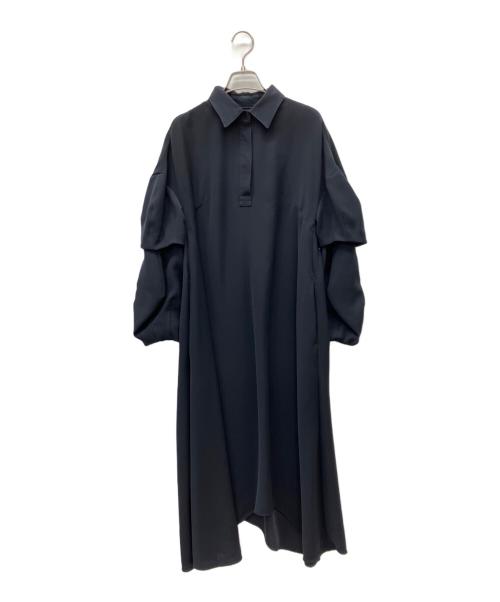 ENFOLD（エンフォルド）ENFOLD (エンフォルド) PEツイル フレア シャツドレス ネイビー サイズ:38の古着・服飾アイテム