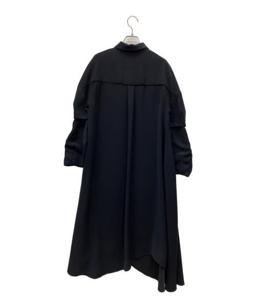 ENFOLD（エンフォルド）ENFOLD (エンフォルド) PEツイル フレア シャツドレス ネイビー サイズ:38の古着・服飾アイテム