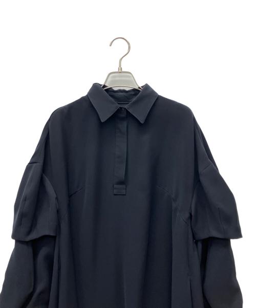 ENFOLD（エンフォルド）ENFOLD (エンフォルド) PEツイル フレア シャツドレス ネイビー サイズ:38の古着・服飾アイテム