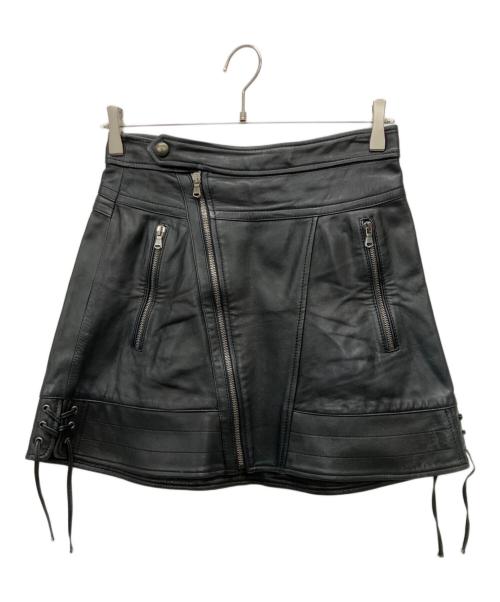 DIESEL Black Gold（ディーゼル ブラック ゴールド）DIESEL Black Gold (ディーゼル ブラック ゴールド) レザースカート ブラック サイズ:38の古着・服飾アイテム