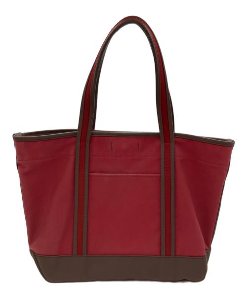 PORTER GIRL（ポーターガール）PORTER GIRL (ポーターガール) ボーイフレンドトートバッグ レッド×ブラウンの古着・服飾アイテム