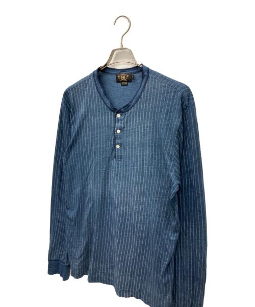 RRL（ダブルアールエル）RRL (ダブルアールエル) ヘンリーネックカットソー ブルー サイズ:XLの古着・服飾アイテム