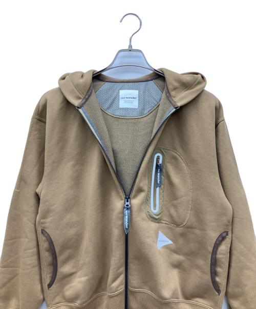 and wander（アンドワンダー）and wander (アンドワンダー) ジップパーカー ベージュ サイズ:sの古着・服飾アイテム