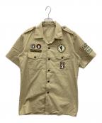 Hysteric Glamourヒステリックグラマー）の古着「ワッペン付きワークシャツ」｜ベージュ