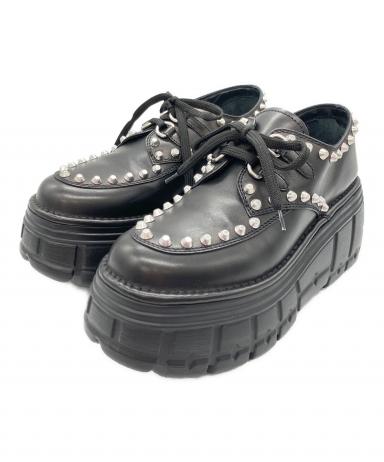 ぷ*ん様 miumiu 黒 厚底スニーカー 38サイズ 中古・古着通販】MIU MIU (ミュウミュウ) スタッズ付厚底スニーカー
