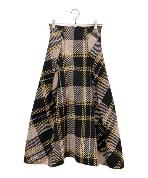 Snidel（スナイデル）Snidel (スナイデル) ロービングチェックフレアスカート ブラック×イエロー サイズ:SIZESの古着・服飾アイテム