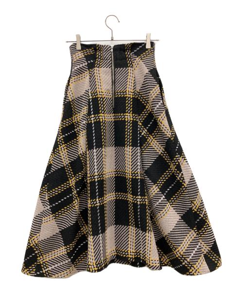 Snidel（スナイデル）Snidel (スナイデル) ロービングチェックフレアスカート ブラック×イエロー サイズ:SIZESの古着・服飾アイテム