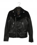 DIESELディーゼル）の古着「切替ダブルライダースジャケット」｜ブラック