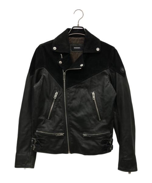 DIESEL（ディーゼル）DIESEL (ディーゼル) 切替ダブルライダースジャケット ブラック サイズ:Mの古着・服飾アイテム
