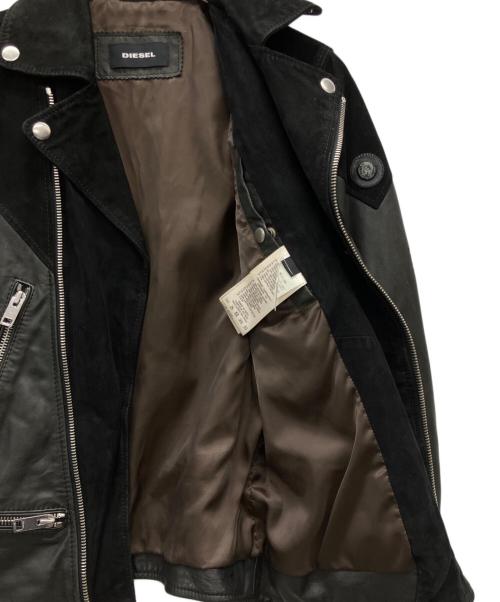 DIESEL（ディーゼル）DIESEL (ディーゼル) 切替ダブルライダースジャケット ブラック サイズ:Mの古着・服飾アイテム
