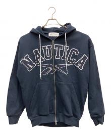 REEBOK×NAUTICA（リーボック×ノーティカ）の古着「ダブルネーム アーチロゴ ヘビーウェイト ジップアップ フーディー」｜ネイビー