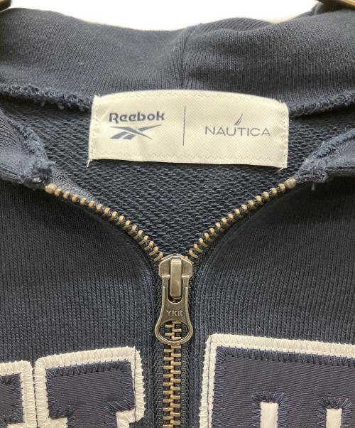 REEBOK（リーボック）REEBOK (リーボック) NAUTICA (ノーティカ) ダブルネーム アーチロゴ ヘビーウェイト ジップアップ フーディー ネイビー サイズ:Mの古着・服飾アイテム