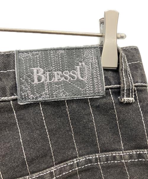 BLESSU（ブレスユー）BLESSU (ブレスユー) ワイドデニムパンツ ブラック×ホワイト サイズ:Mの古着・服飾アイテム