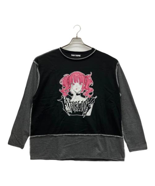 Candy Stripper（キャンディーストリッパー）Candy Stripper (キャンディーストリッパー) 長袖カットソー ブラック×グレー サイズ:Fの古着・服飾アイテム