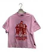 little sunny bite×STRANGER THINGSリトルサニーバイト×ストレンジャーシングス）の古着「半袖カットソー」｜ピンク