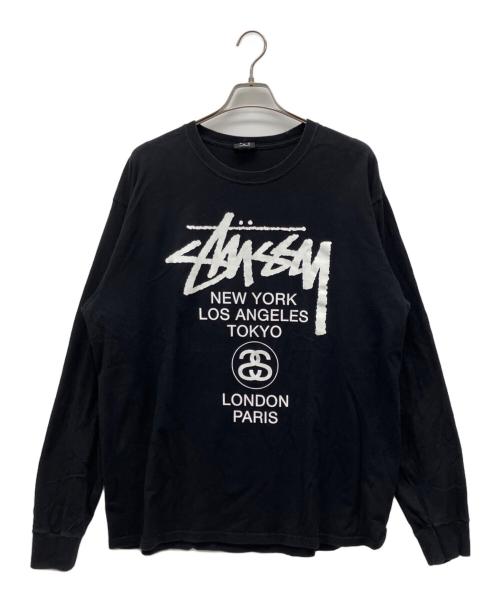 stussy（ステューシー）stussy (ステューシー) WORLD TOUR TEE ブラック サイズ:XLの古着・服飾アイテム