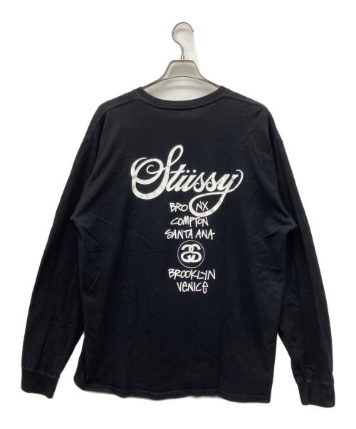 stussy（ステューシー）stussy (ステューシー) WORLD TOUR TEE ブラック サイズ:XLの古着・服飾アイテム