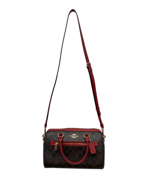 COACH（コーチ）COACH (コーチ) 2WAYショルダーバッグ ブラウン×レッドの古着・服飾アイテム