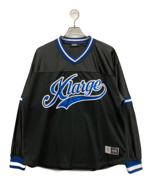 X-LARGE（エクストララージ）X-LARGE (エクストララージ) ゲームシャツ ブラック×ブルー サイズ:XLの古着・服飾アイテム