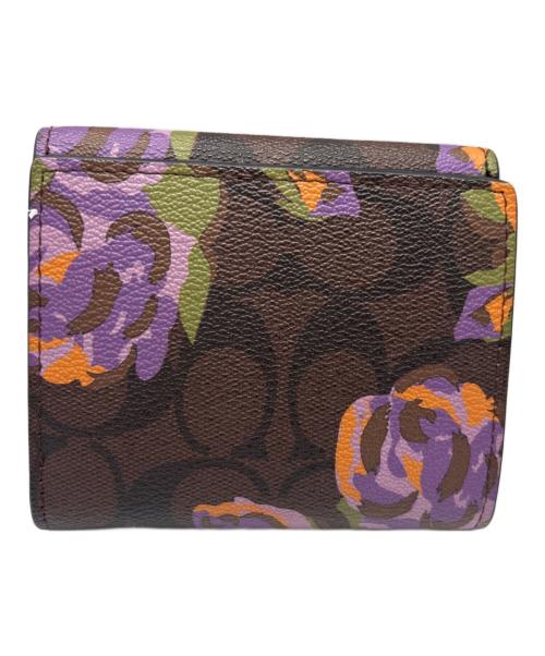 COACH（コーチ）COACH (コーチ) スモールモーガンウォレットグネチャー キャンバス・ローズ プリント ブラックの古着・服飾アイテム