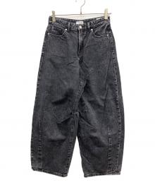 LOWRYS FARM（ローリーズファーム）の古着「バギーデニムパンツ」｜ブラック